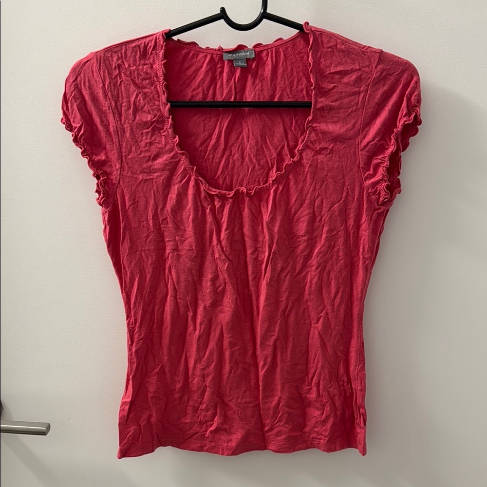 Ann Taylor Ruffled Cap Sleeve Top